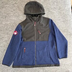 Canada Weather Gear Fleece Jacket Womens Size 1X Blue Black Hooded Full Zip